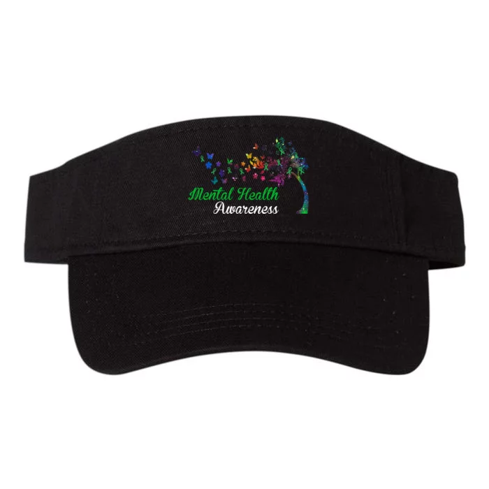 Mental Health Awareness Butterfly Tree Valucap Bio-Washed Visor