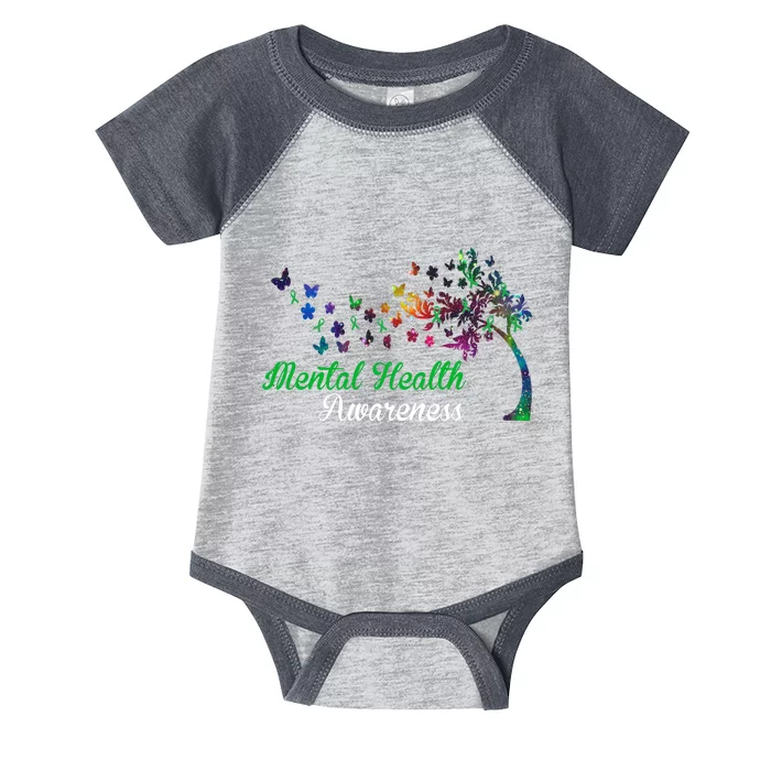 Mental Health Awareness Butterfly Tree Infant Baby Jersey Bodysuit