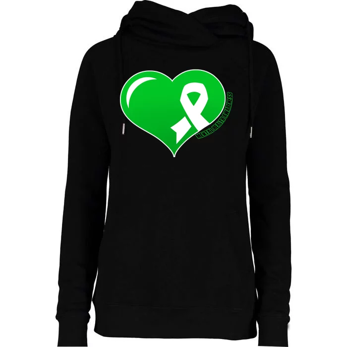 Mental Health Awareness Heart Womens Funnel Neck Pullover Hood