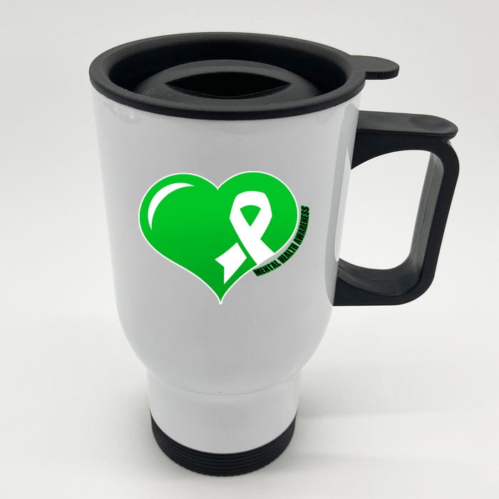 Mental Health Awareness Heart Front & Back Stainless Steel Travel Mug