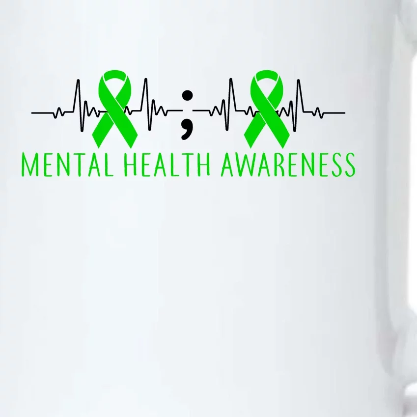 Mental Health Awareness Pulse Ribbon Black Color Changing Mug