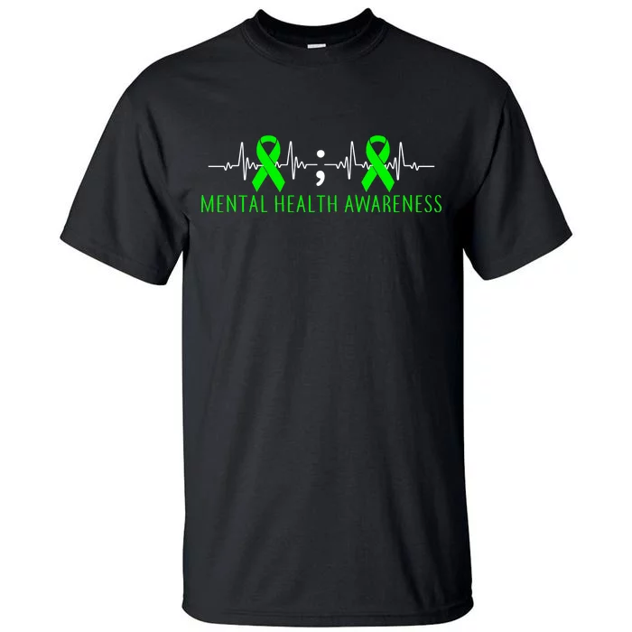 Mental Health Awareness Pulse Ribbon Tall T-Shirt