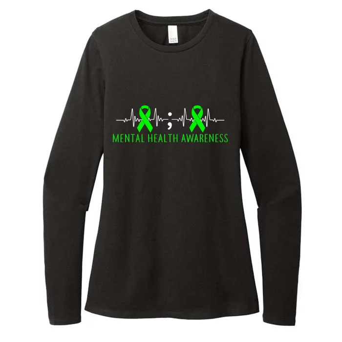 Mental Health Awareness Pulse Ribbon Womens CVC Long Sleeve Shirt