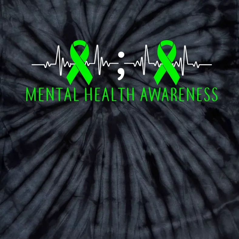 Mental Health Awareness Pulse Ribbon Tie-Dye T-Shirt