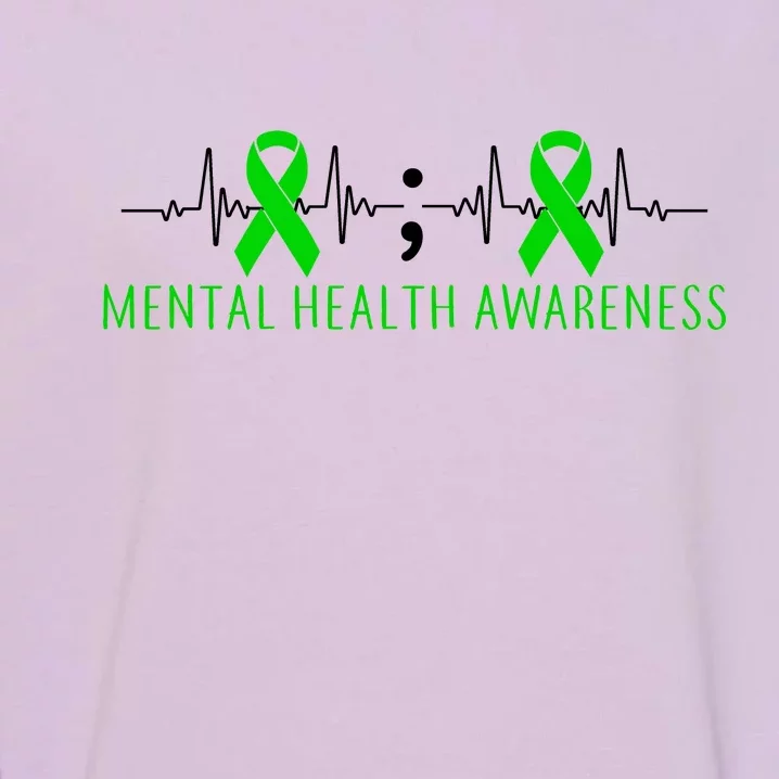 Mental Health Awareness Pulse Ribbon Garment-Dyed Sweatshirt