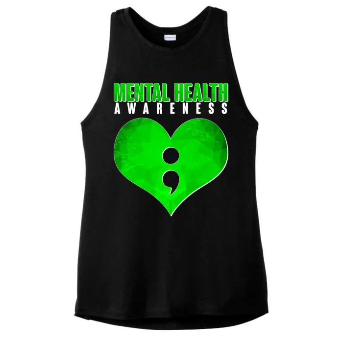 Mental Health Awareness Semicolon Ladies Tri-Blend Wicking Tank