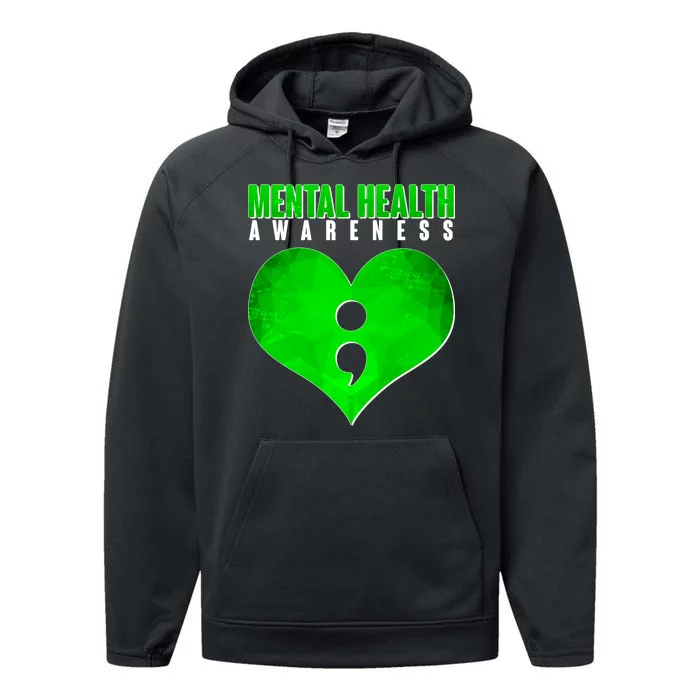 Mental Health Awareness Semicolon Performance Fleece Hoodie