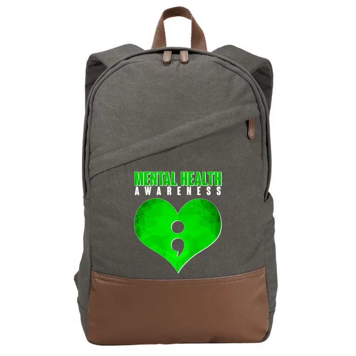 Mental Health Awareness Semicolon Cotton Canvas Backpack