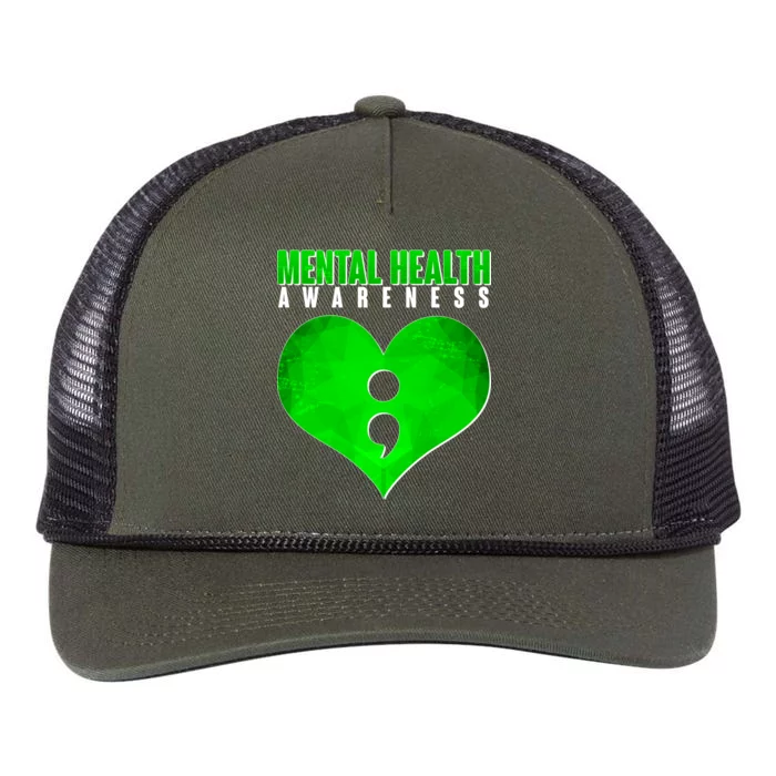 Mental Health Awareness Semicolon Retro Rope Trucker Hat Cap