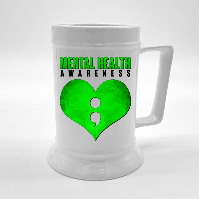 Mental Health Awareness Semicolon Front & Back Beer Stein