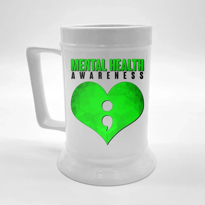 Mental Health Awareness Semicolon Front & Back Beer Stein