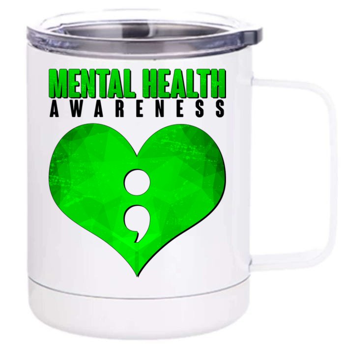 Mental Health Awareness Semicolon Front & Back 12oz Stainless Steel Tumbler Cup