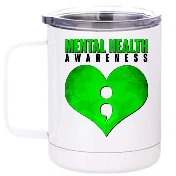 Mental Health Awareness Semicolon Front & Back 12oz Stainless Steel Tumbler Cup