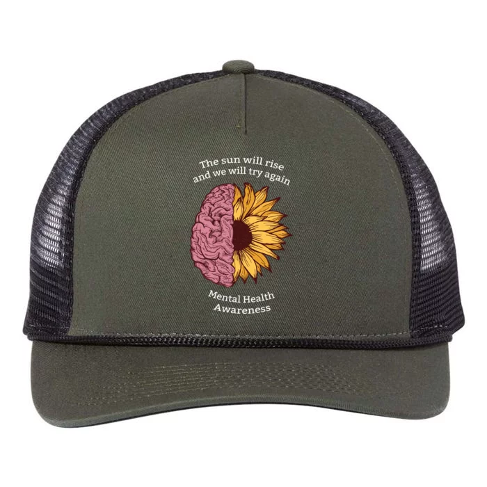 Mental Health Awareness Sun Will Rise Retro Rope Trucker Hat Cap