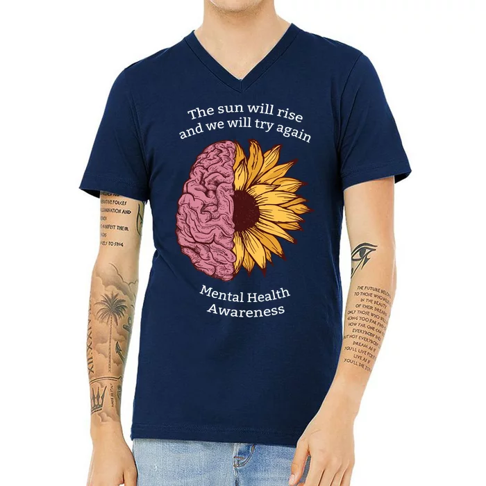 Mental Health Awareness Sun Will Rise V-Neck T-Shirt