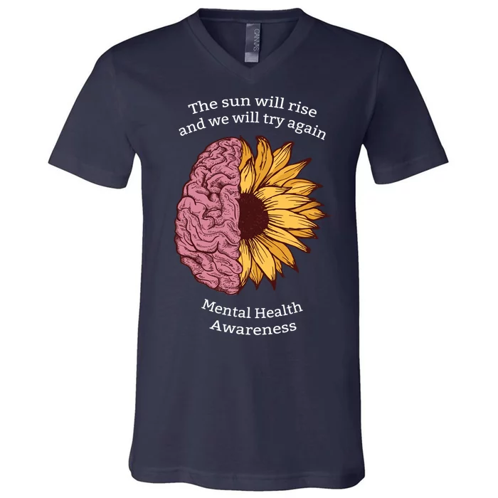 Mental Health Awareness Sun Will Rise V-Neck T-Shirt