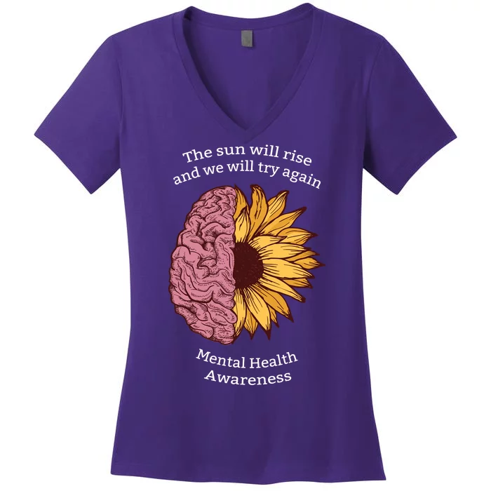 Mental Health Awareness Sun Will Rise Women's V-Neck T-Shirt