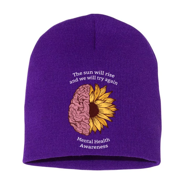 Mental Health Awareness Sun Will Rise Short Acrylic Beanie