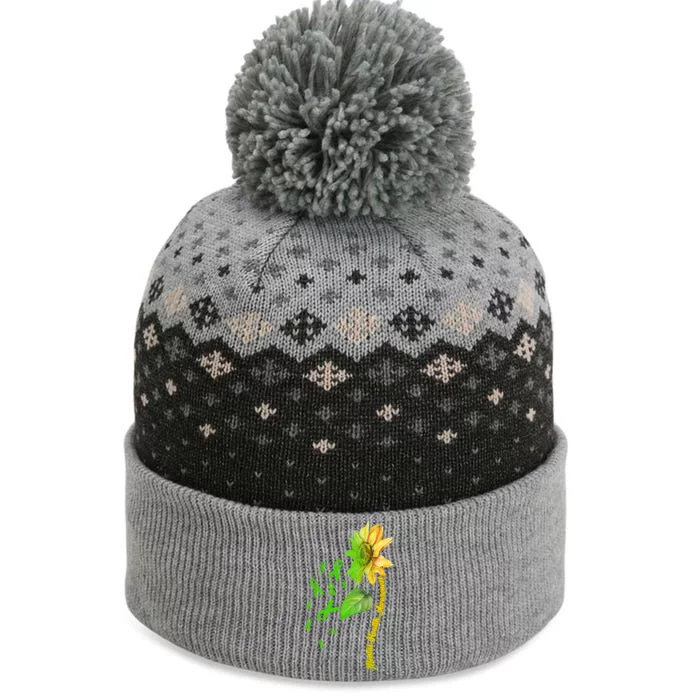 Mental Health Awareness Sunflower Ribbon The Baniff Cuffed Pom Beanie