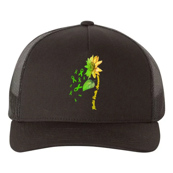 Mental Health Awareness Sunflower Ribbon Yupoong Adult 5-Panel Trucker Hat