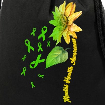 Mental Health Awareness Sunflower Ribbon Drawstring Bag