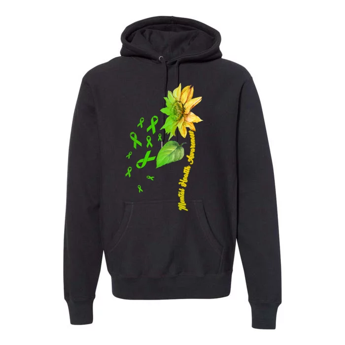 Mental Health Awareness Sunflower Ribbon Premium Hoodie