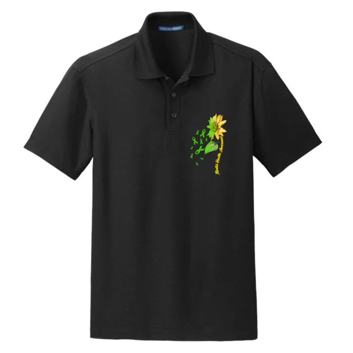 Mental Health Awareness Sunflower Ribbon Dry Zone Grid Performance Polo