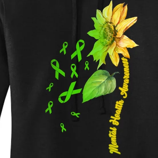 Mental Health Awareness Sunflower Ribbon Women's Pullover Hoodie