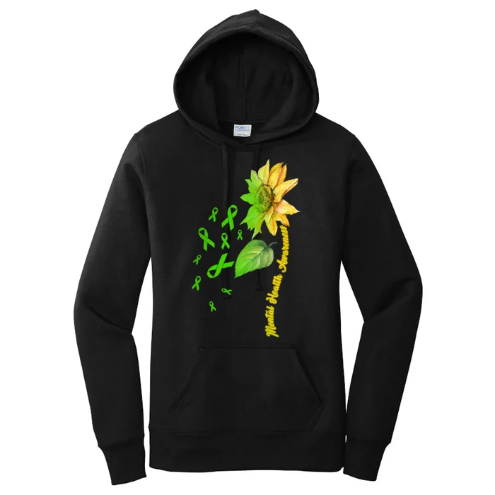 Mental Health Awareness Sunflower Ribbon Women's Pullover Hoodie