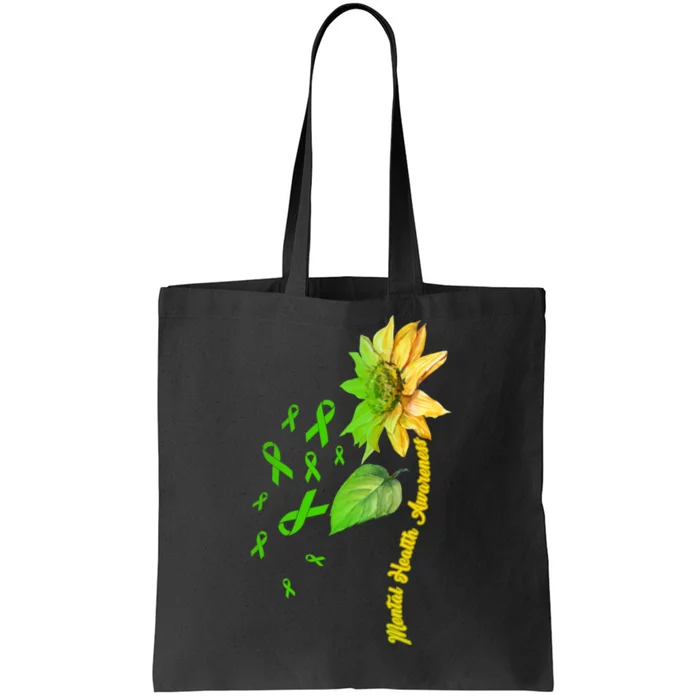 Mental Health Awareness Sunflower Ribbon Tote Bag