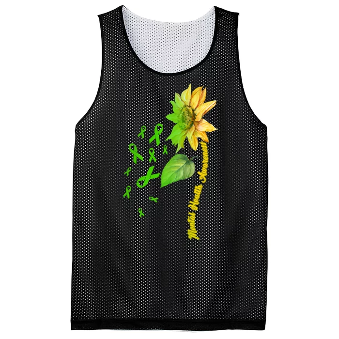 Mental Health Awareness Sunflower Ribbon Mesh Reversible Basketball Jersey Tank