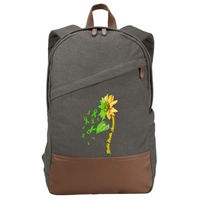 Mental Health Awareness Sunflower Ribbon Cotton Canvas Backpack