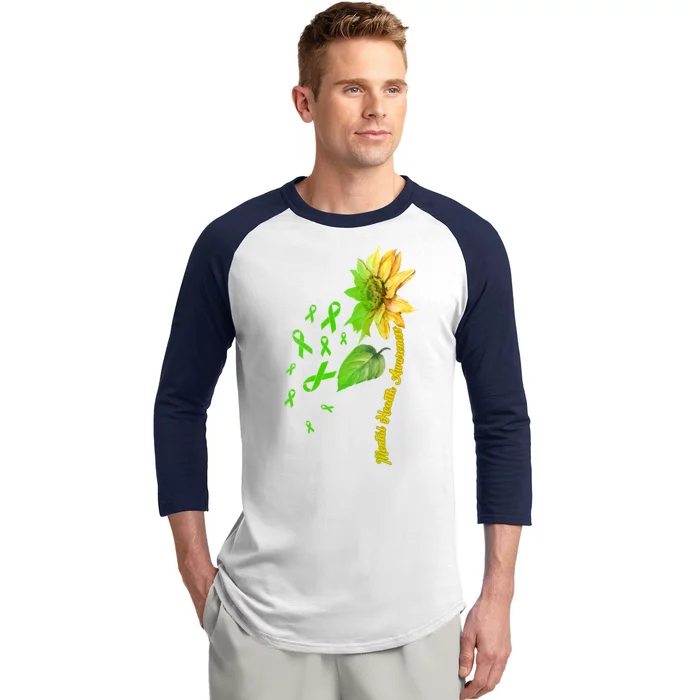 Mental Health Awareness Sunflower Ribbon Baseball Sleeve Shirt