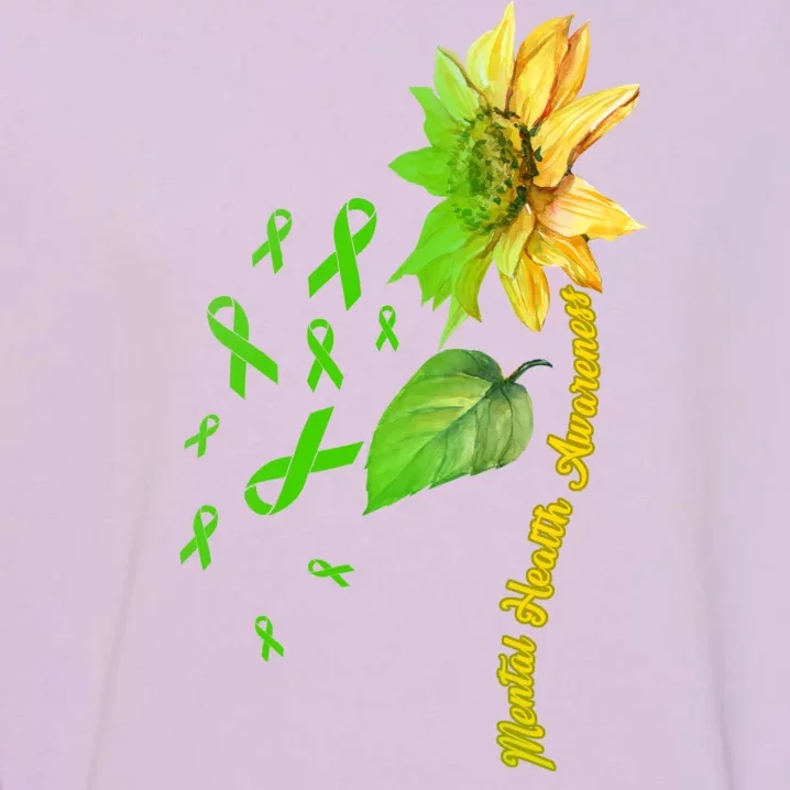 Mental Health Awareness Sunflower Ribbon Garment-Dyed Sweatshirt