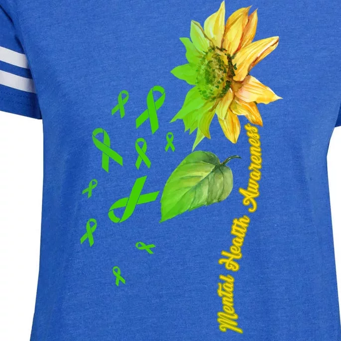 Mental Health Awareness Sunflower Ribbon Enza Ladies Jersey Football T-Shirt