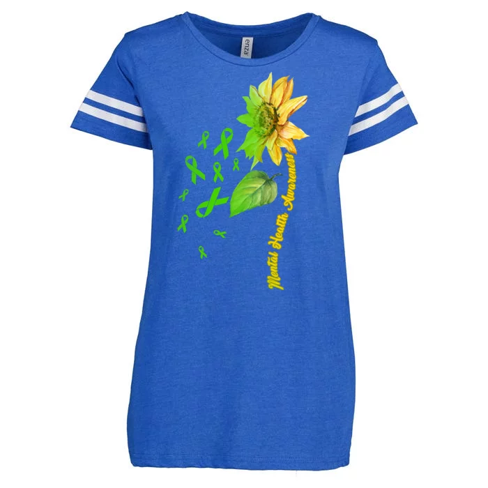 Mental Health Awareness Sunflower Ribbon Enza Ladies Jersey Football T-Shirt