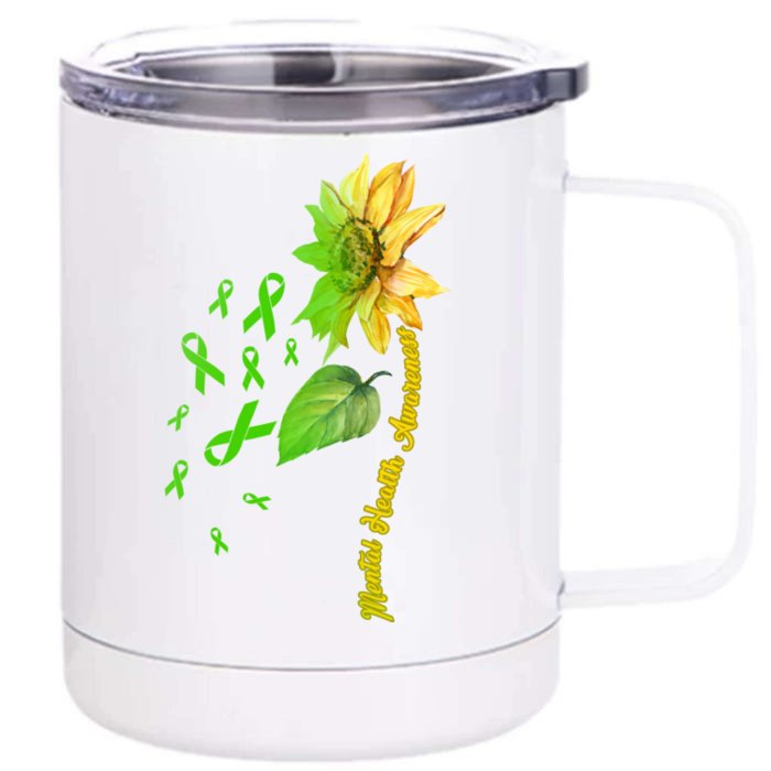 Mental Health Awareness Sunflower Ribbon Front & Back 12oz Stainless Steel Tumbler Cup