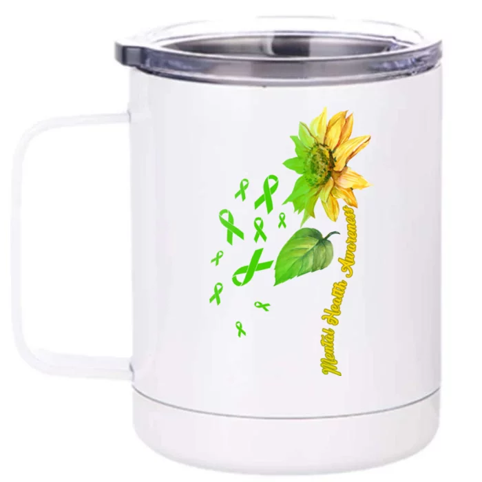 Mental Health Awareness Sunflower Ribbon Front & Back 12oz Stainless Steel Tumbler Cup