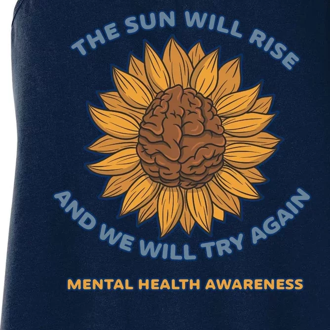 Mental Health Awareness Sunflower The Sun Will Rise Women's Racerback Tank