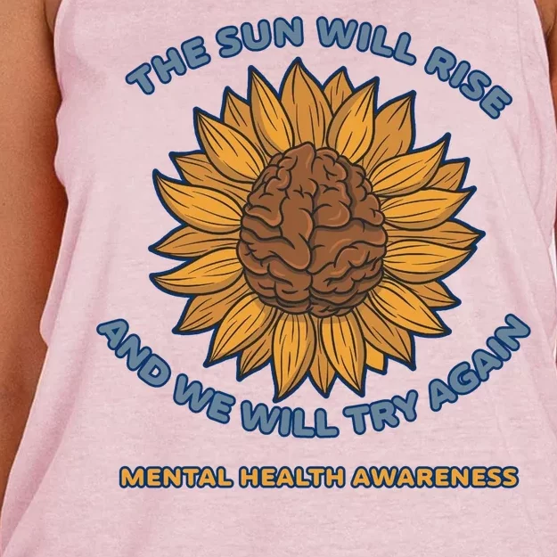 Mental Health Awareness Sunflower The Sun Will Rise Women's Knotted Racerback Tank