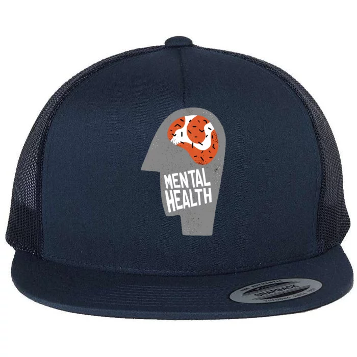 Mental Health Brain Flat Bill Trucker Hat