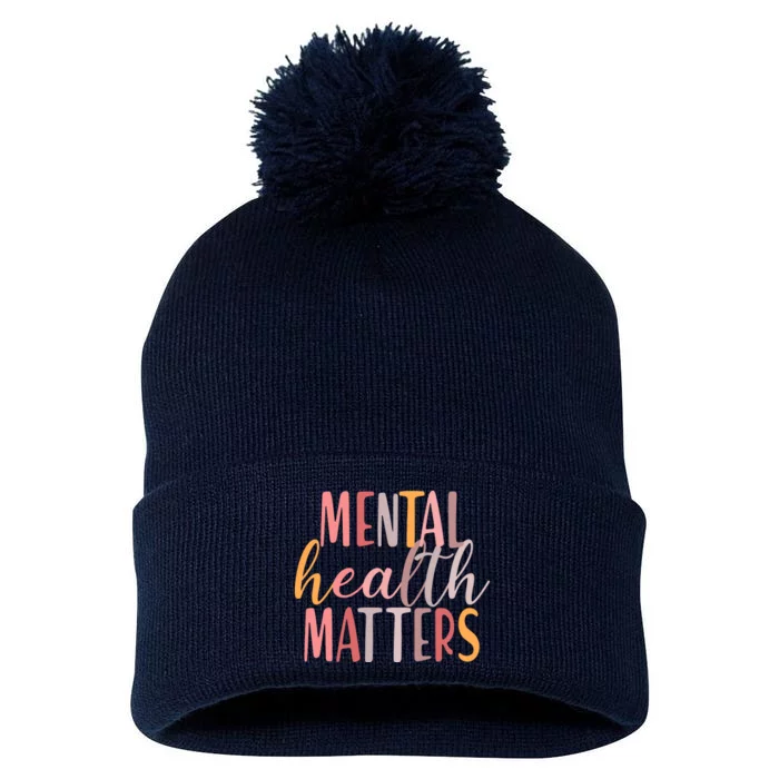 Mental Health Matters Pom Pom 12in Knit Beanie