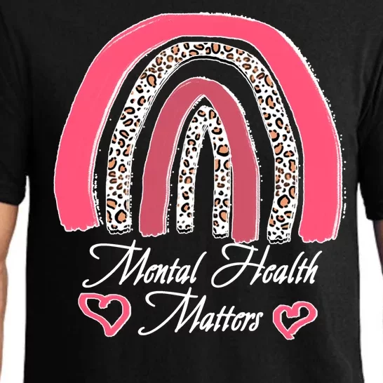 Mental Health Matters Leopard Print Rainbow Pajama Set