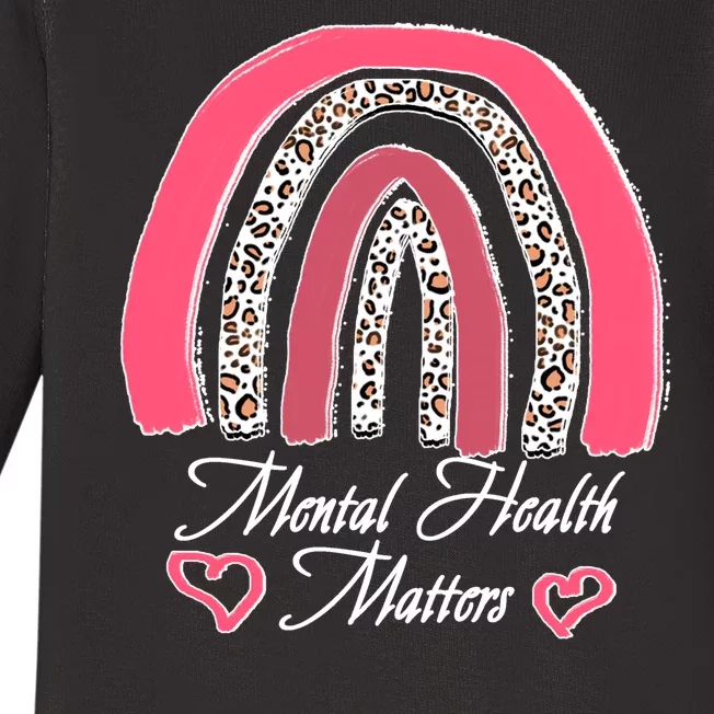 Mental Health Matters Leopard Print Rainbow Baby Long Sleeve Bodysuit