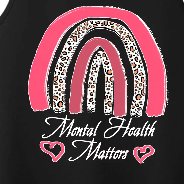 Mental Health Matters Leopard Print Rainbow Performance Tank