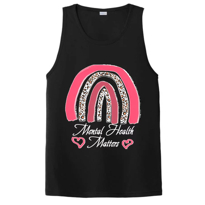 Mental Health Matters Leopard Print Rainbow Performance Tank