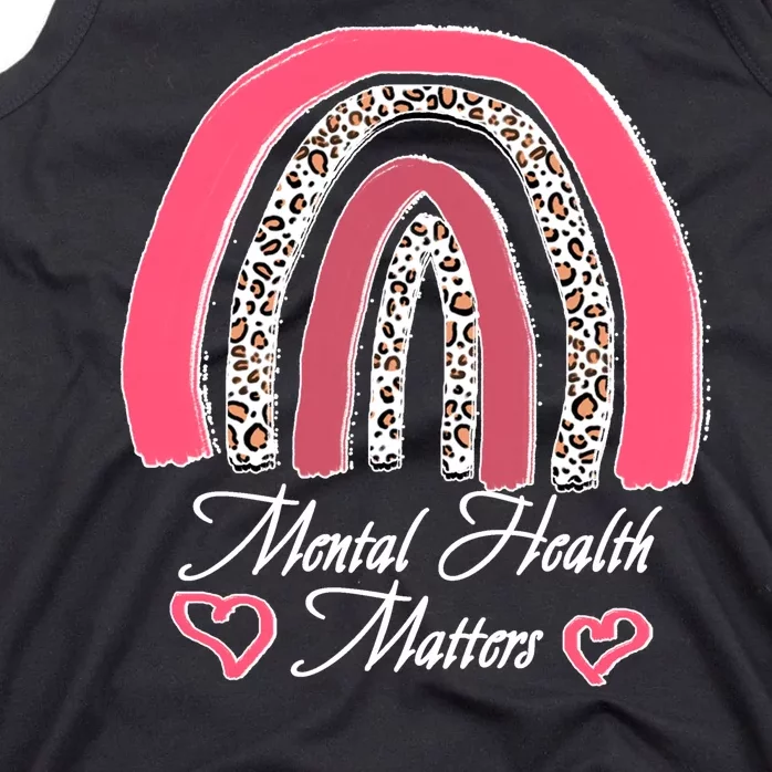 Mental Health Matters Leopard Print Rainbow Tank Top