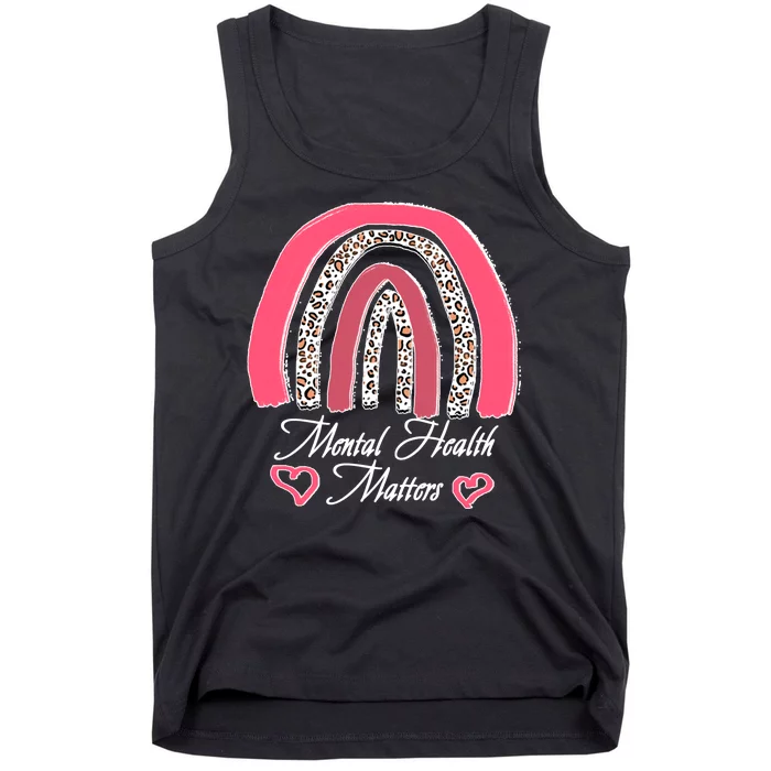 Mental Health Matters Leopard Print Rainbow Tank Top