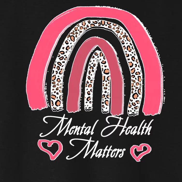 Mental Health Matters Leopard Print Rainbow Women's Crop Top Tee