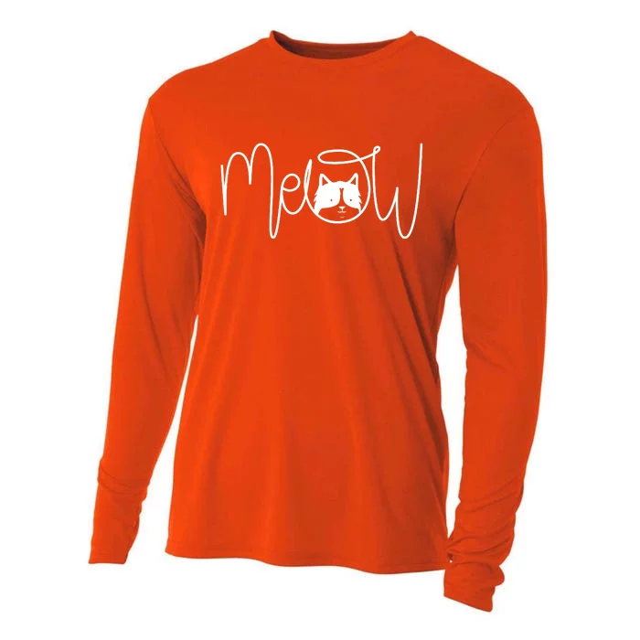 Meow Cat Calligraphy Cooling Performance Long Sleeve Crew